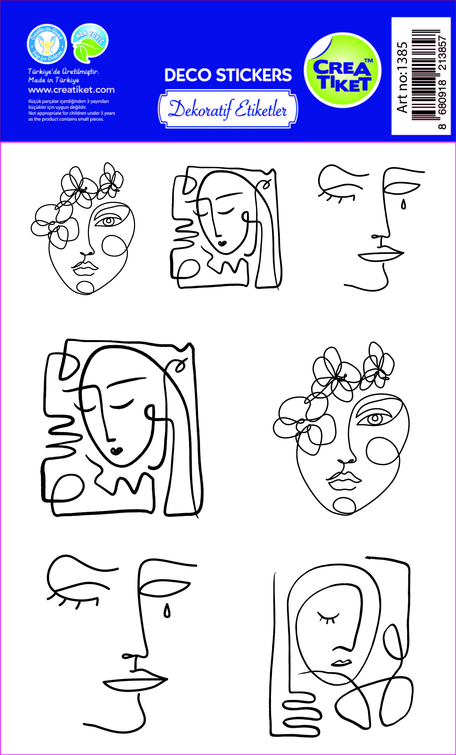 Lineart Faces Decorative Sticker