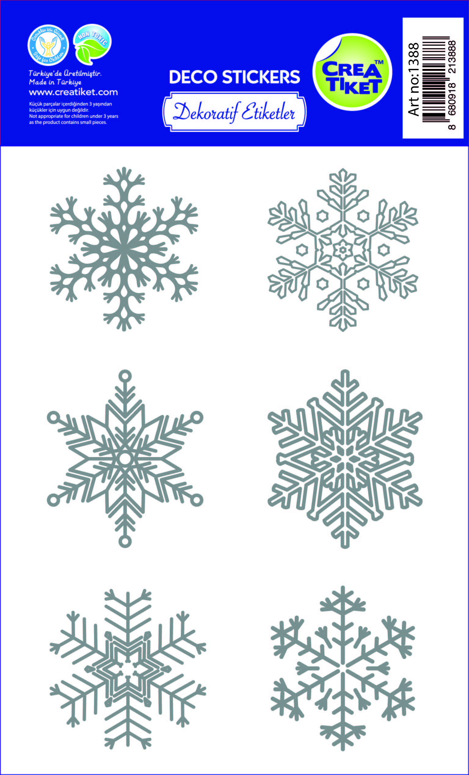 Kar Taneleri Simli & Kabartmalı Dekoratif Sticker