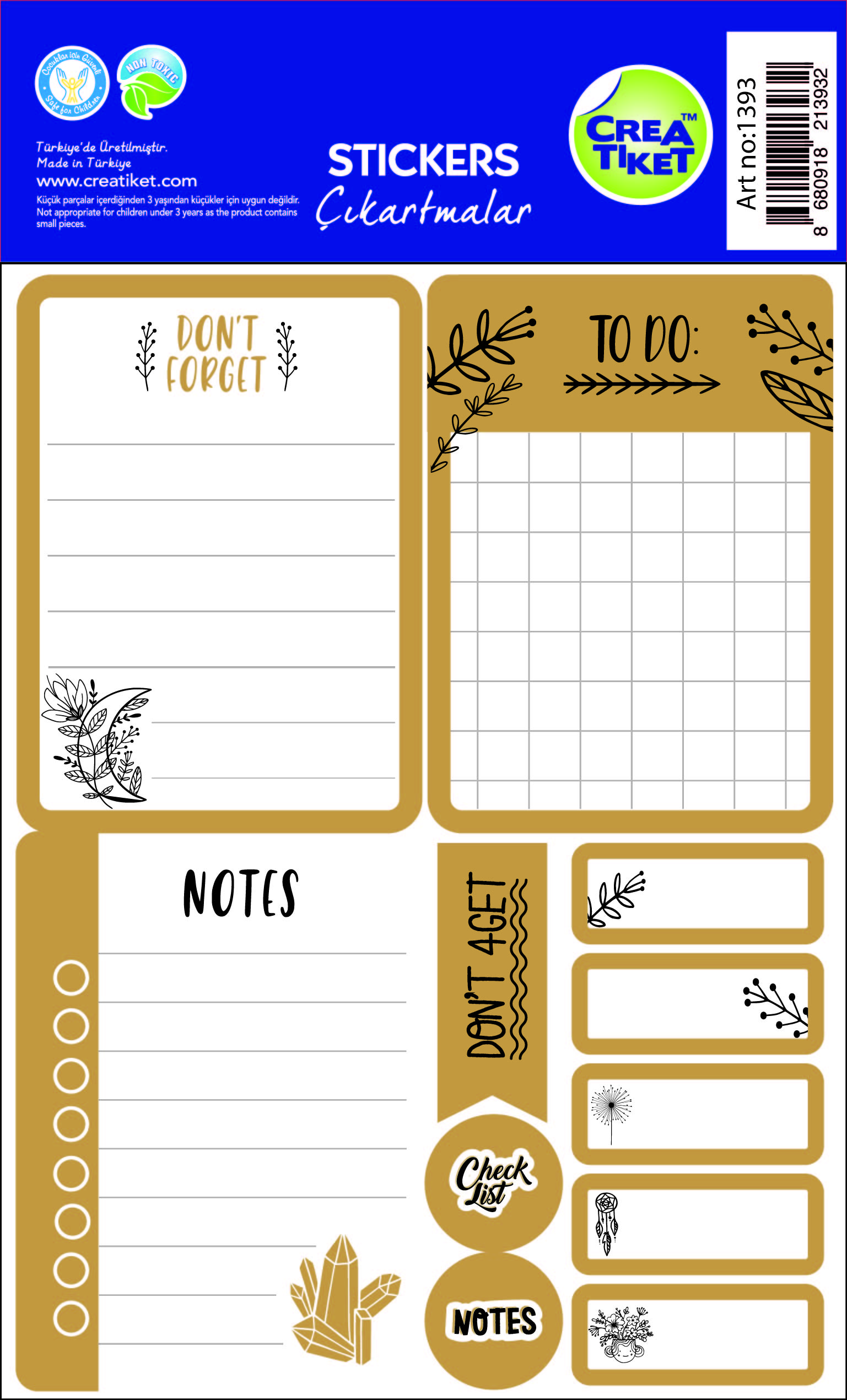 Planner Sticker Golden- With gold foil and effect foil