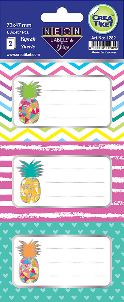 Art No : 1282 | Neon Label with Effect foil - Pineapple