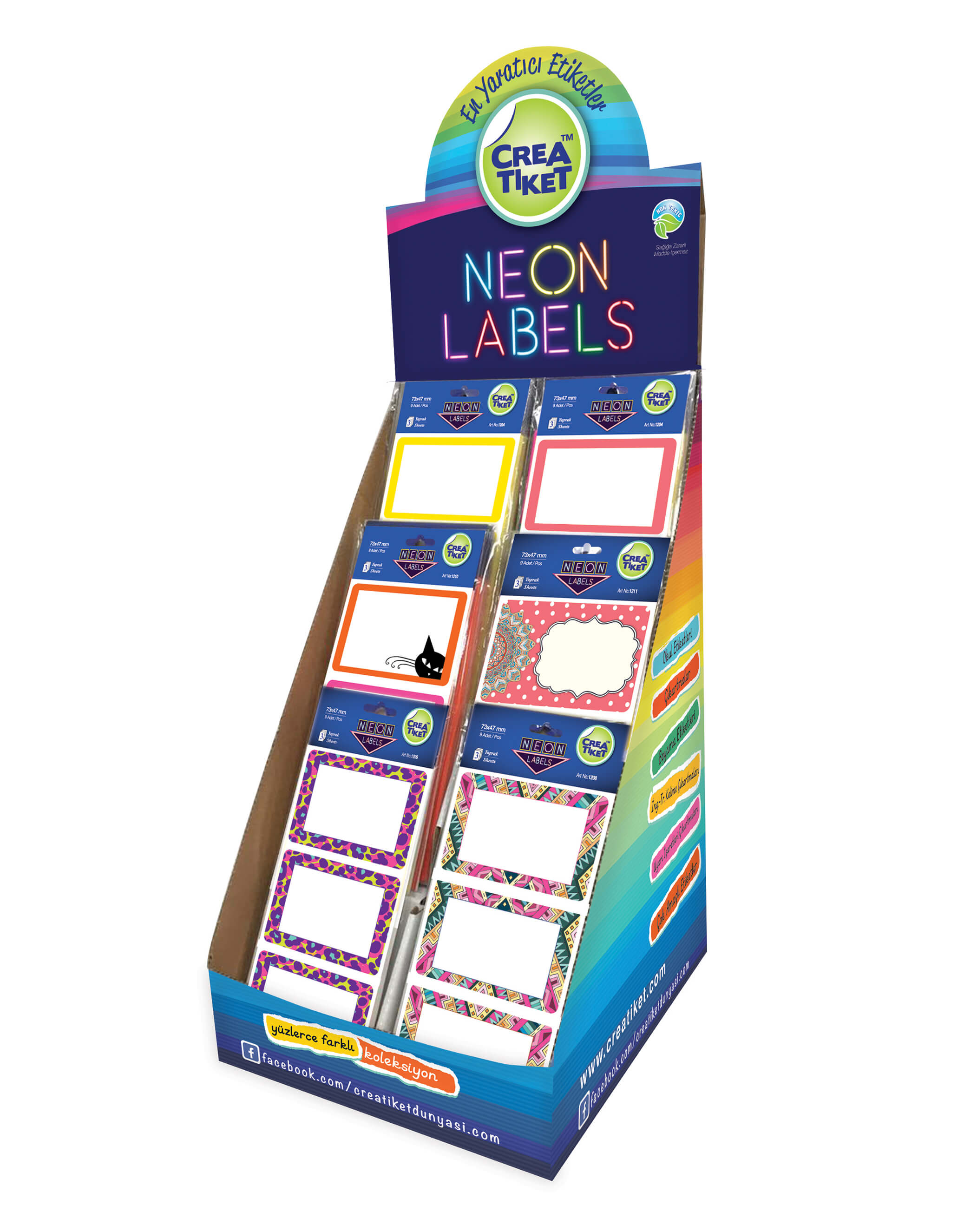 Neon Labels Cardboard Display Stand