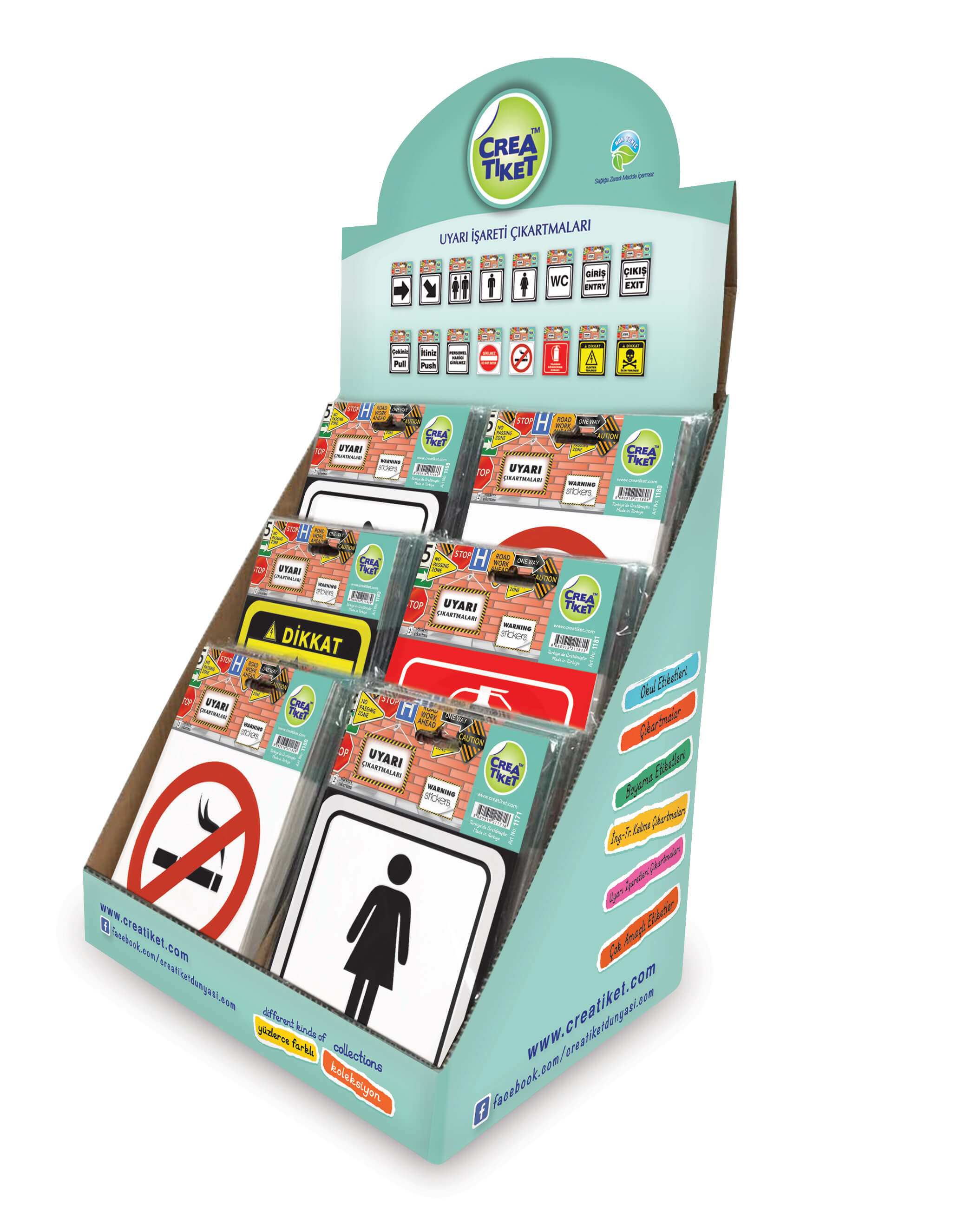 Warning Sign Labels Cardboard Display Stand